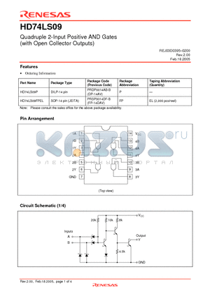 HD74LS09FPEL datasheet - Quadruple 2-Input Positive AND Gates (with Open Collector Outputs)