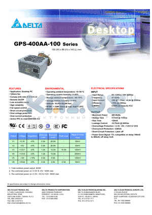 GPS-400AA-100 datasheet - Application: Desktop PC