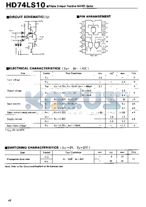 HD74LS10 datasheet - Triple 3-input Positive NAND Gates