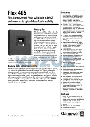 FLEX405 datasheet - Fire Alarm Control Panel with built-in DACT and remote-site upload/download capability
