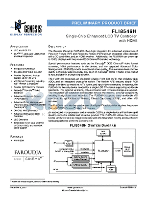 FLI8548H datasheet - Single-Chip Enhanced LCD TV Controller
