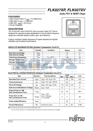 FLK027XP datasheet - GaAs FET & HEMT Chips