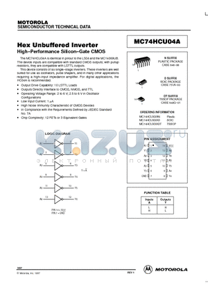 MC74HCU04A datasheet - Hex Unbuffered Inverter