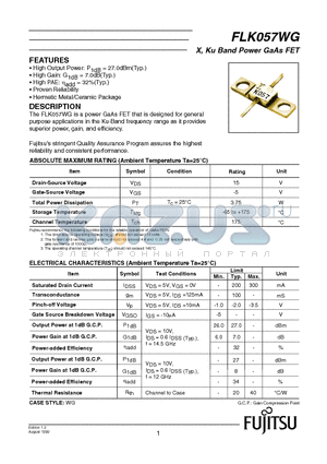 FLK057WG datasheet - X, Ku Band Power GaAs FET