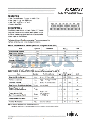 FLK207XV datasheet - GaAs FET & HEMT Chips