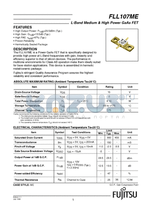 FLL107ME datasheet - L-Band Medium & High Power GaAs FET