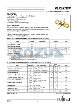 FLK017WF datasheet - X, Ku Band Power GaAs FET