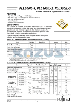 FLL300IL-3 datasheet - L-Band Medium & High Power GaAs FET