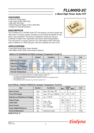 FLL800IQ-2C datasheet - L-Band High Power GaAs FET