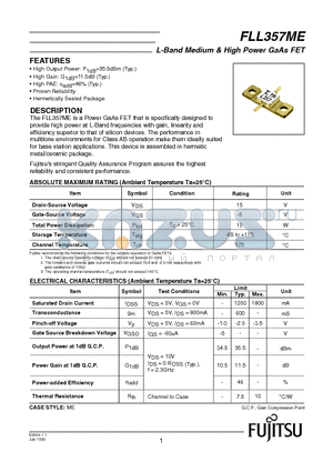 FLL357ME datasheet - L-Band Medium & High Power GaAs FET