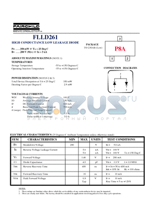 FLLD261 datasheet - HIGH CONDUCTANCE LOW LEAKAGE DIODE