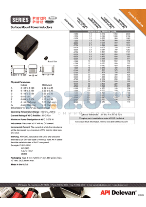 P1812-102K datasheet - Surface Mount Power Inductors