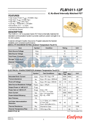 FLM1011-12F datasheet - X, Ku-Band Internally Matched FET