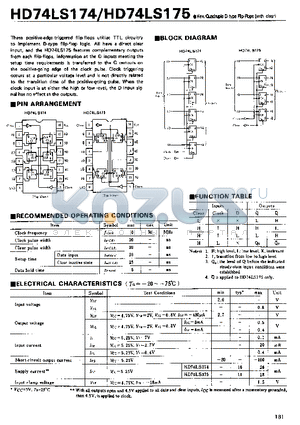 HD74LS175 datasheet - Hex/Quadruple D-type Flip-Flips(with clear)