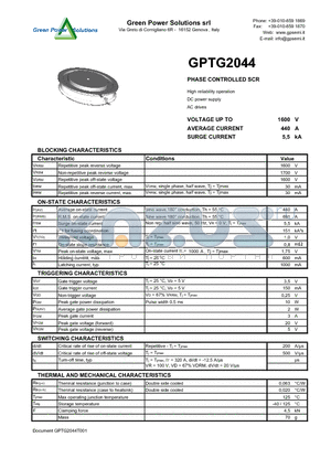 GPTG2044 datasheet - PHASE CONTROLLED SCR