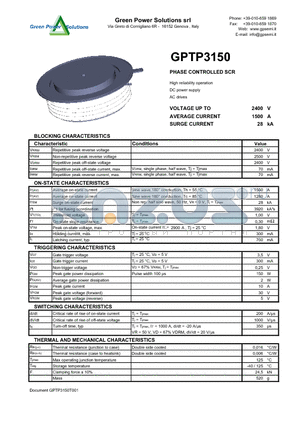 GPTP3150 datasheet - PHASE CONTROLLED SCR