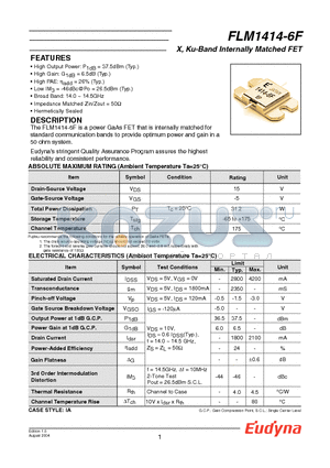 FLM1414-6F datasheet - X, Ku-Band Internally Matched FET