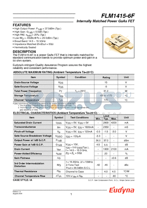 FLM1415-6F datasheet - Internally Matched Power GaAs FET