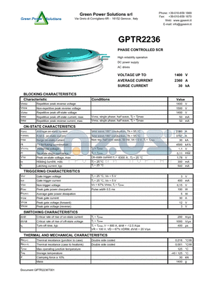 GPTR2236 datasheet - PHASE CONTROLLED SCR