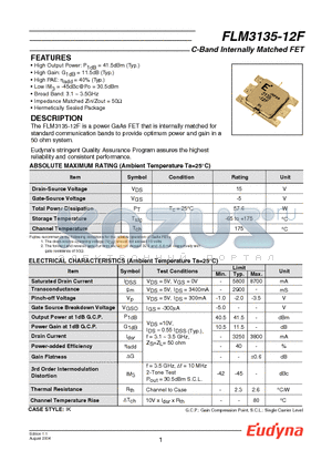 FLM3135-12F datasheet - C-Band Internally Matched FET