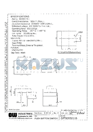 GPTS203211BR2 datasheet - PUSH BUTTON SWITCH