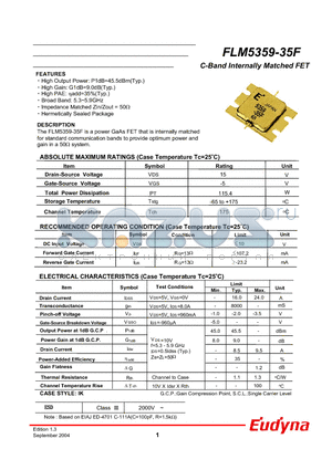 FLM5359-35F datasheet - C-Band Internally Matched FET