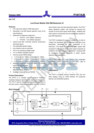 P1817A datasheet - Low-Power Mobile VGA EMI Reduction IC