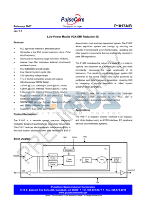 P1817A datasheet - Low-Power Mobile VGA EMI Reduction IC