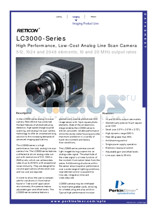 LC3011PGN-022 datasheet - High Performance, Low-Cost Analog Line Scan Camera