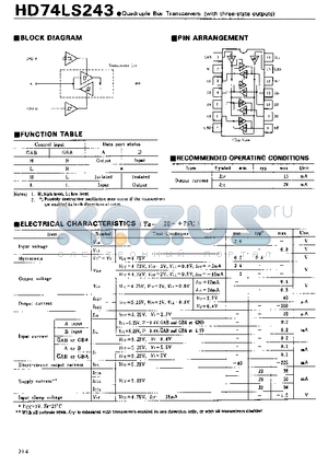 HD74LS243 datasheet - Quadruple Bus Transceivers(with three-state outputs)