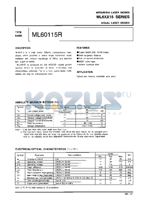 ML60115R datasheet - AIGaAs LASER DIODES