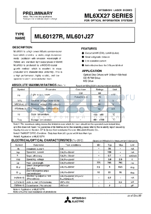 ML601J27 datasheet - FOR OPTICAL INFORMATION SYSTEMS