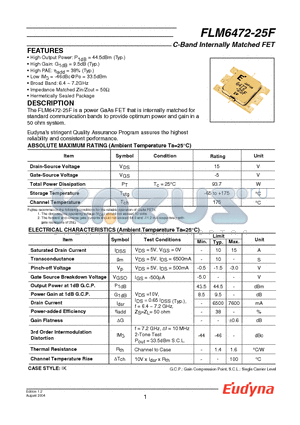 FLM6472-25F datasheet - C-Band Internally Matched FET