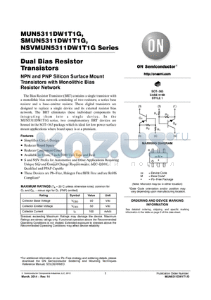 MUN5332DW1T1G datasheet - Dual Bias Resistor Transistors