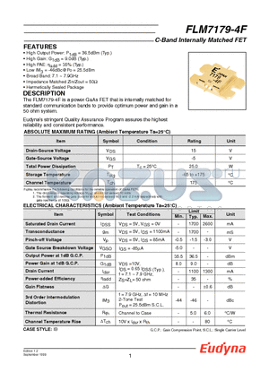 FLM7179-4F datasheet - C-Band Internally Matched FET