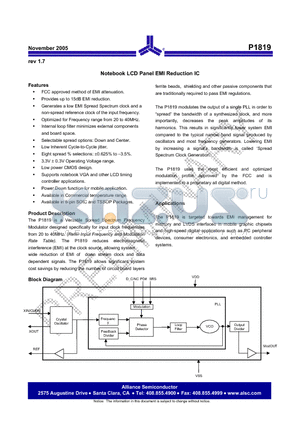 P1819 datasheet - Notebook LCD Panel EMI Reduction IC