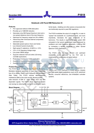 P1819A-08SR datasheet - Notebook LCD Panel EMI Reduction IC