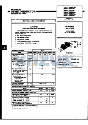 MUR10015CT datasheet - ULTRAFAST RECTIFIERS