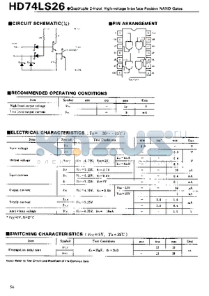 HD74LS26 datasheet - Quadruple 2-input High-voltage Interface Positive NAND Gates