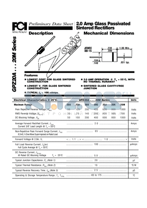 GPZ20A datasheet - 2.0 Amp Glass Passivated Sintered Rectifiers Mechanical Dimensions