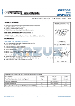 GPZ532 datasheet - HIGH ENERGY - EXTENDED PULSE TVS