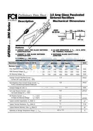GPZ30B datasheet - 3.0 Amp Glass Passivated Sintered Rectifiers Mechanical Dimensions