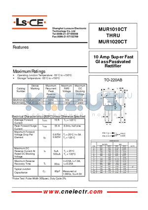 MUR1010CT datasheet - 10Amp super fast glass passivated rectifier
