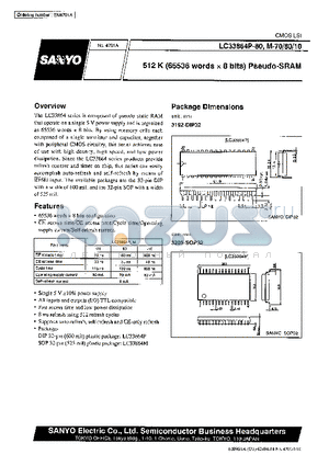 LC33864PM-80 datasheet - 512K (65536 words X 8 bits) Pseudo-SRAM