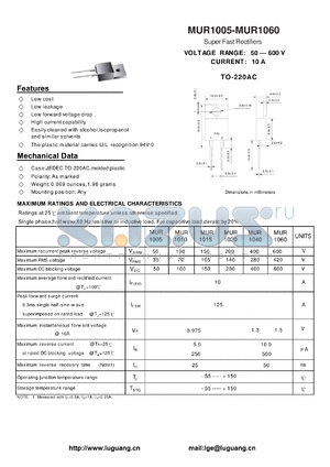 MUR1040 datasheet - Super Fast Rectifiers