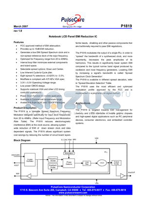 P1819XG-08TT datasheet - Notebook LCD Panel EMI Reduction IC