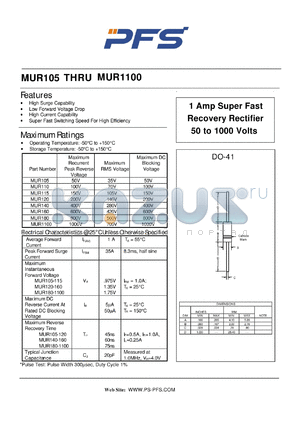 MUR105 datasheet - 1 Amp Super Fast Recovery Rectifier 50 to 1000 Volts