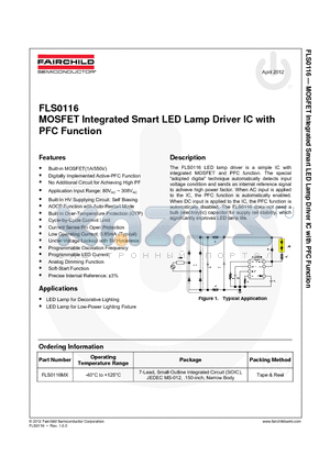 FLS0116 datasheet - MOSFET Integrated Smart LED Lamp Driver IC with PFC Function