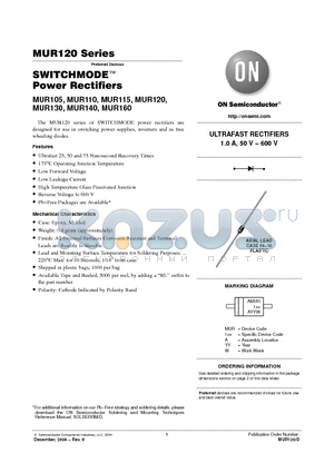 MUR105RL datasheet - SWITCHMODE Power Rectifiers