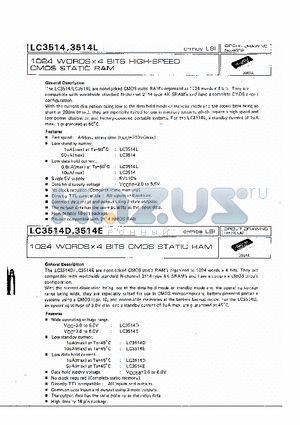 LC3514E datasheet - 1024 WORDS X 4 BITS HIGH-SPEED CMOS STATIC RAM